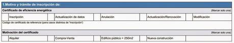 registro certificado energético Aragón - Apartado 1 anexo II