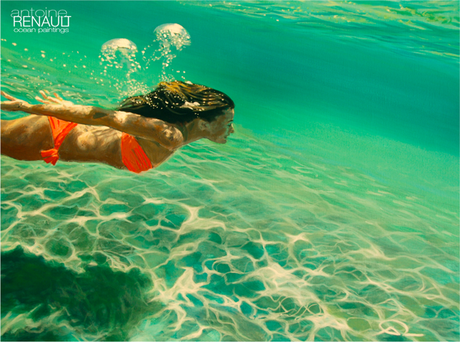 Antonie Renault piscina chapuzones verano pintura creatividad agua acrilico mar mediteraneo