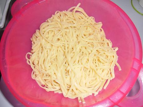 Tallarines con gambas