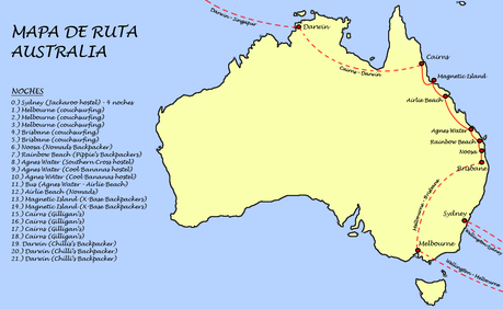 Mapa Ruta Australia