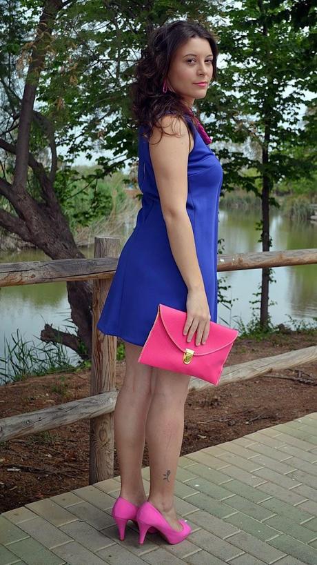 color blocking, choque de color, vestido, azul, rosa, primark, trendy accessories, fashion blogger, castellón, moda, estilo, fashion, dress, fashionista