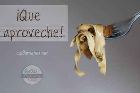 Tallarines salteados con seitán