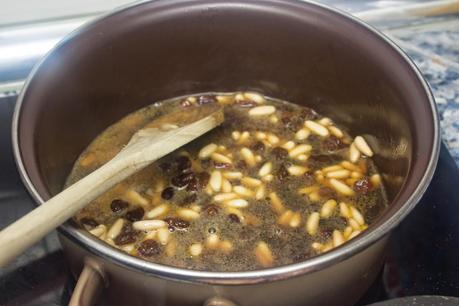 Cinta de lomo con espinacas y pasas