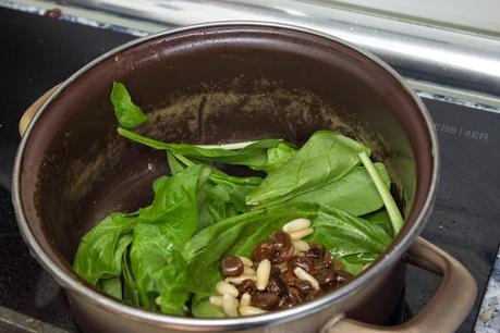 Cinta de lomo con espinacas y pasas