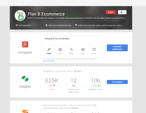 Google + Perfil Plan B ecommerce
