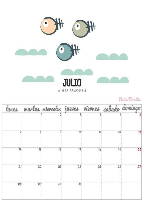 Imprimible: Calendario Julio 2014