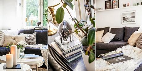 El encanto nórdico de un piso neutro en blanco y gris