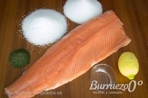 Ingredientes para marinar un salmón