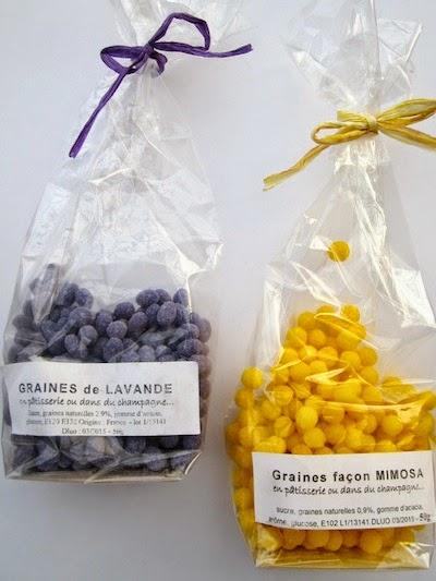 semillas cristalizadas de lavanda y mimosa