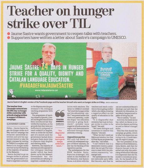 Tras cuarenta días, Jaume Sastre abandona su huelga de hambre.