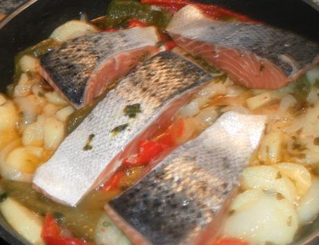 Salmón al cilandro en cama con ensalada de tomate marinado, blog soloyo, receta