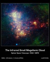 Imagen de la Pequeña Nube de Magallanes, realizada por el Telescopio Espacial Spitzer de la NASA.