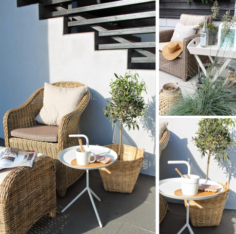UNA TERRAZA EN RATTAN Y  BLUE GREEN + LOOK