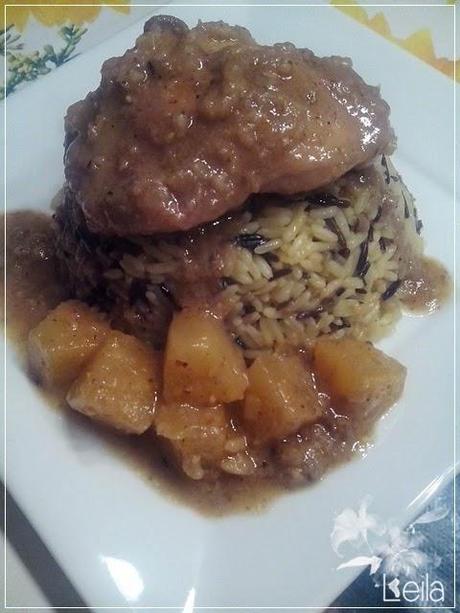 Pollo con piña y salsa de mostaza