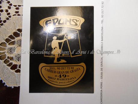 CAMISERÍA F. PONS,114 AÑOS... MAJOR DE GRÀCIA Nº 49, BARCELONA...20-06-2014...!!!