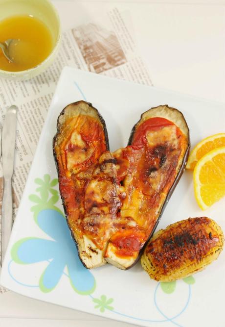 Corazón de berenjena y patata orange grilled