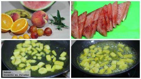 Carpaccio de sandía y frutas de verano. Receta