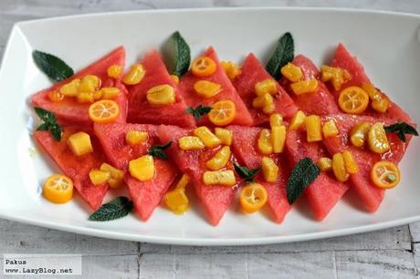 Carpaccio de sandía y frutas de verano. Receta