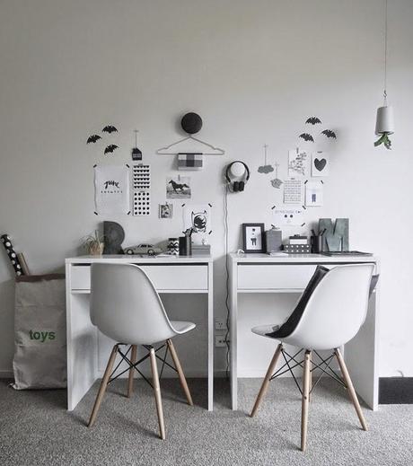 Espacios de trabajo en b&n para grandes y peques