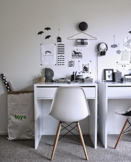 Espacios de trabajo en b&n para grandes y peques