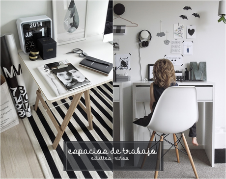 Espacios de trabajo en b&n para grandes y peques