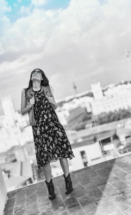 street style barbara crespo roof views innside madrid suecia fashion blogger outfit front row shop blog de moda dress