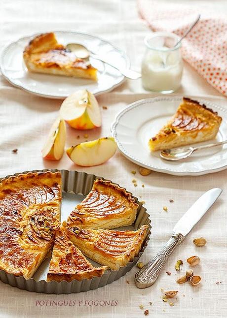 Tarta de requesón y manzana