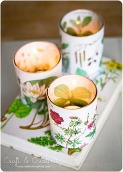 Reciclamos papel para forrar unos portavelas