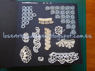 Página del álbum con muestras de ganchillo