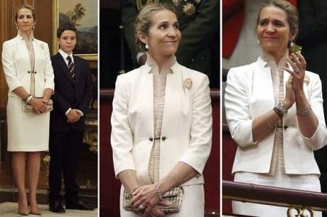 Dña. Elena en la Abdicación y Proclamación con ropa de hace 12 y ocho años