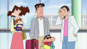 Marc Bernabé junto a la familia de Shin Chan Fuente: http://www.mangaland.es/