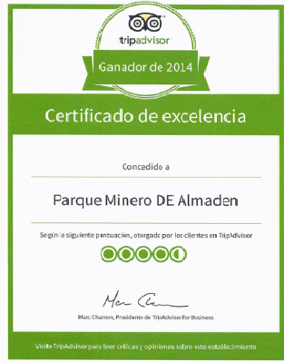 El Parque Minero recibe el Certificado de Excelencia de TripAdvisor® 2014