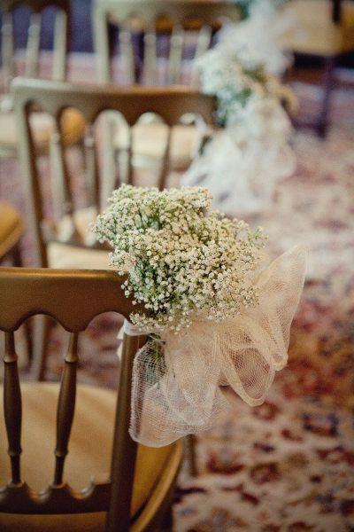 DECORACIÓN PARA LOS BANCOS DE LA BODA Decoración para el banco de la ceremonia