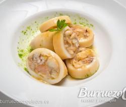 Calamares rellenos de gambas y rape Como hacer los calamares rellenos de gambas y rape, de Burruezo congelados.