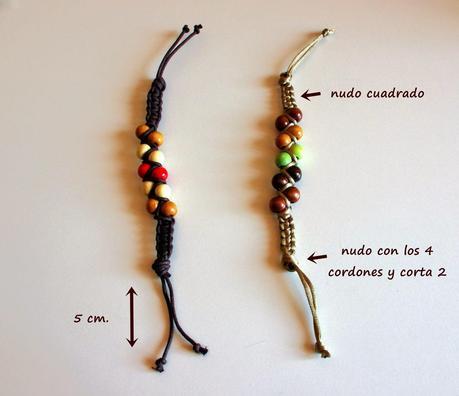 Pulseras con bolitas en zig-zag