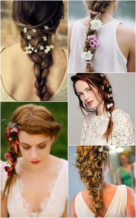 Hair. Braids and flowers