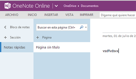 Entrar en Outlook y crear un documento OneNote