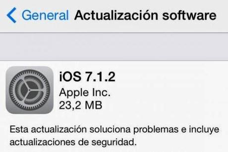 Actualización iOS 7.1.2 disponible para su descarga