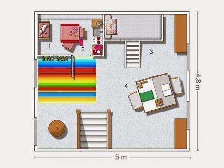Una casita de madera dentro de la habitación