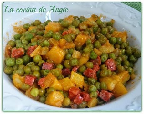 GUISANTES CON CHORIZO Y PATATAS