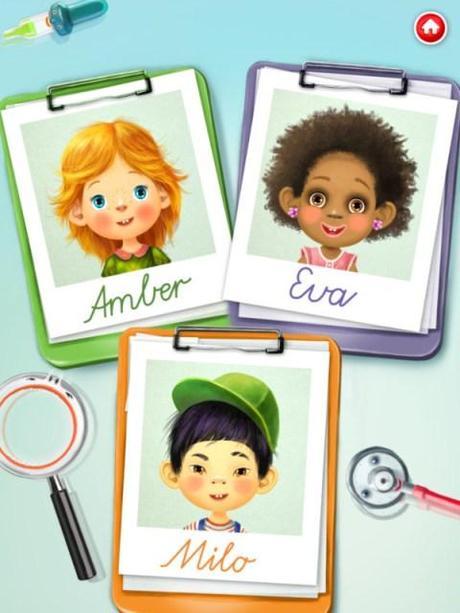 Elige al protagonista de las actividades entre Amber, Eva y Milo.