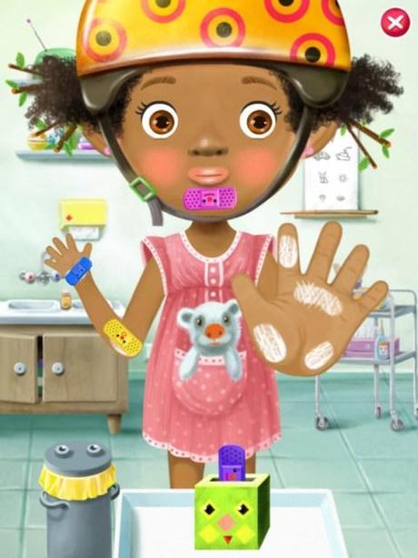 Cura las heridas de Eva y ponle tiritas de colores.