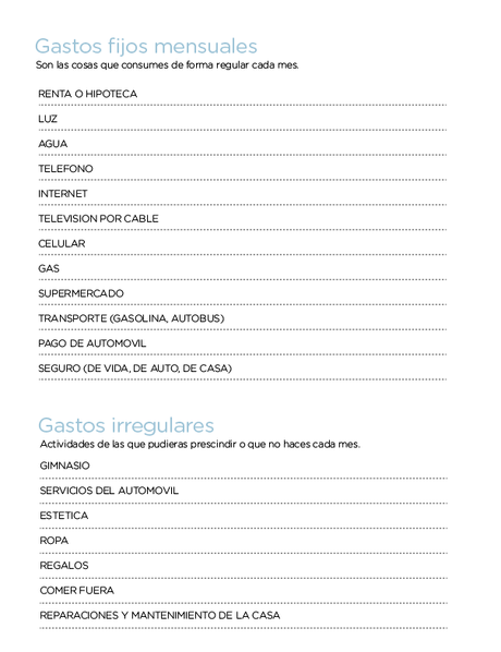Martes emprendedores, gastos mensuales, Presupuesto de gastos, Patty Arata Blog,
