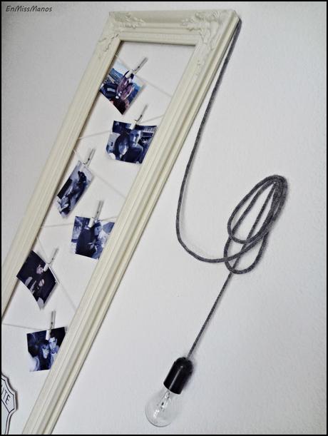 Cartel motivador + bombilla tejida en gris