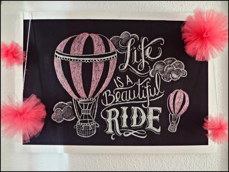 Cuadro pizarra con pompones