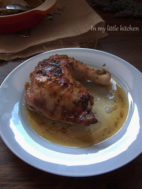 Pollo asado con limón y lavanda
