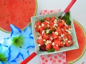 Postre Sandía, queso cabra menta