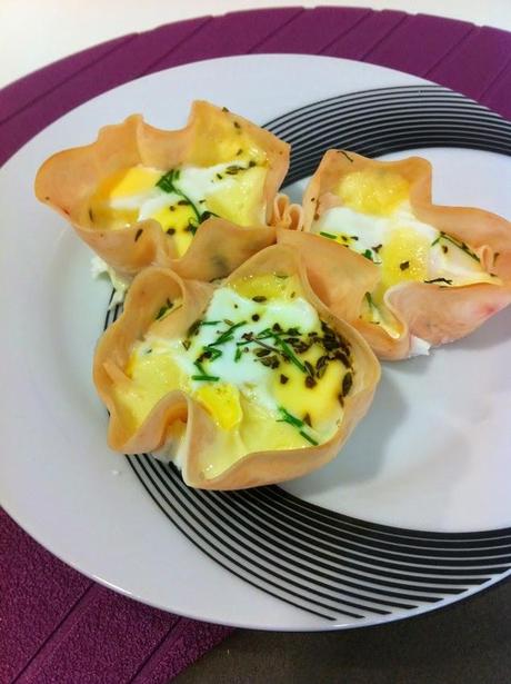 receta: mis tulipas de jamón y huevo