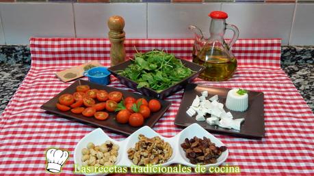 Ensalada de frutos secos y queso fresco