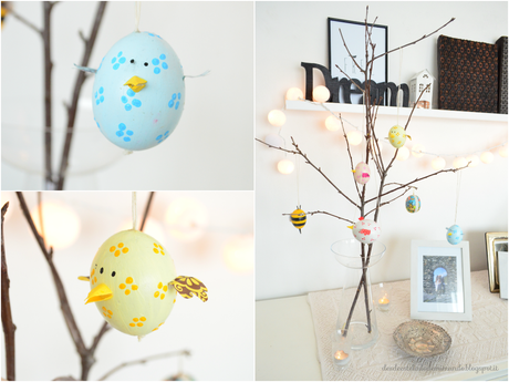 easter tree and two chikchen desdeesteladodemimundo.blogspot.it